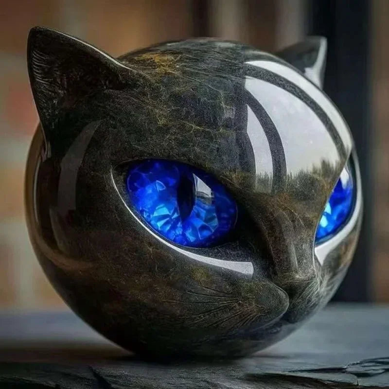 Decorative Black Cat Stone Figurine